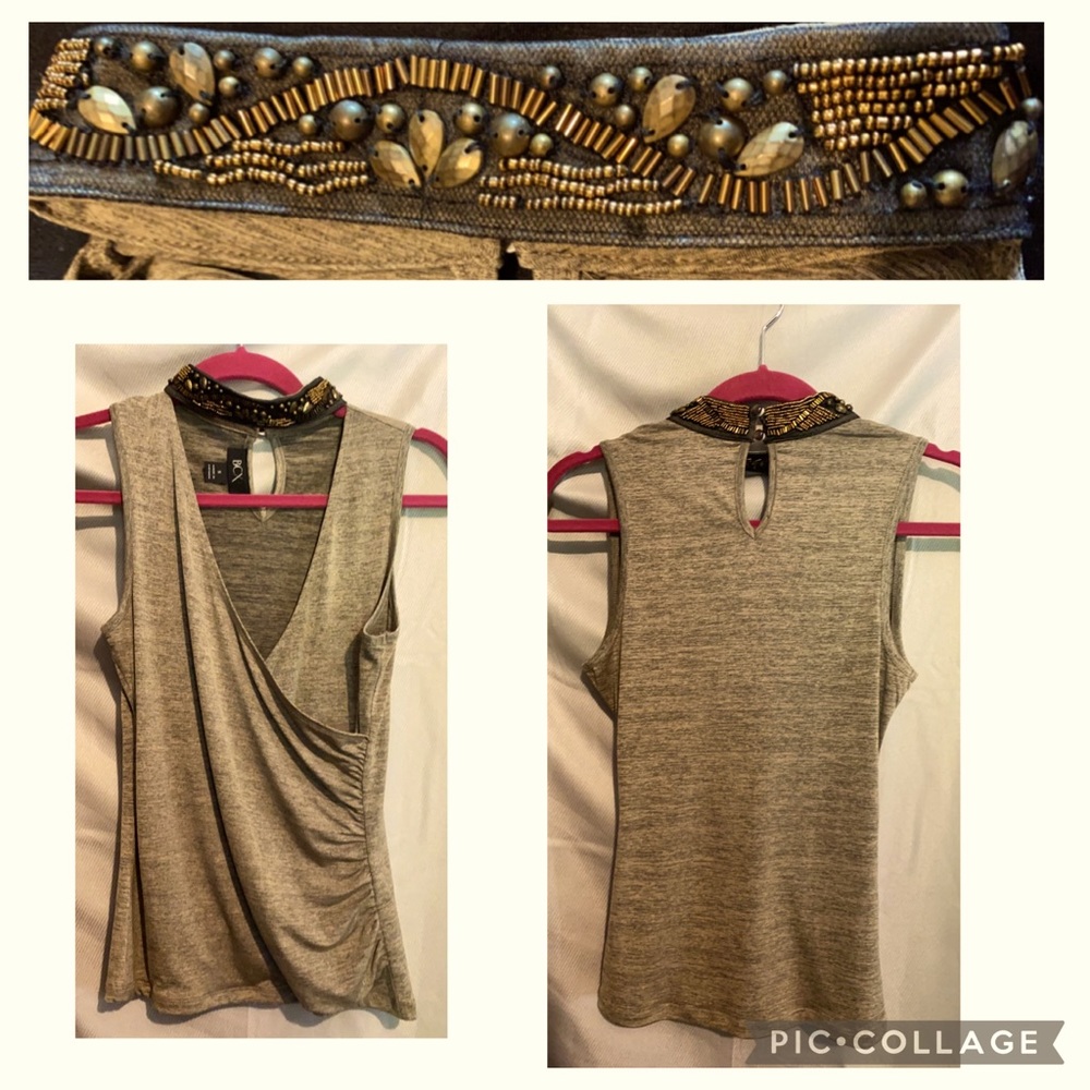 BCX dress top-  beaded neck